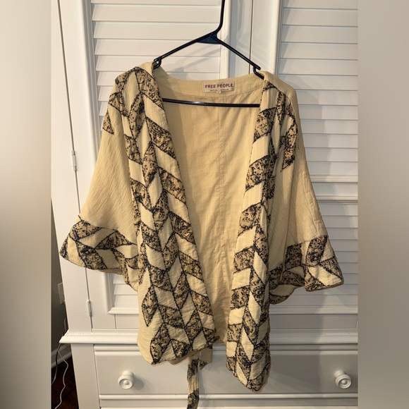 Free People Thimbleweed Wrap Kimono Jacket Boho Belted Medium - Picture 5 of 8
